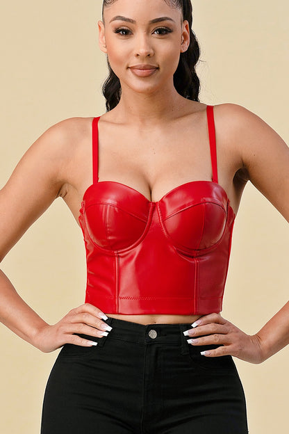 faux leather bustier