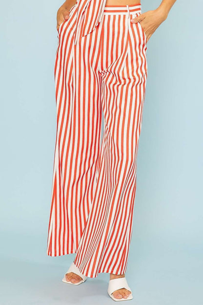 vertical stripe wide leg pants