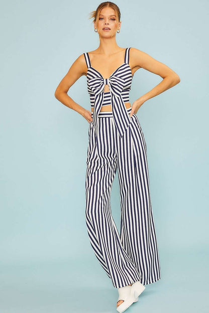 vertical stripe wide leg pants