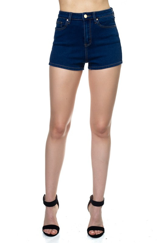 Stretch High-Rise Denim Mini Short