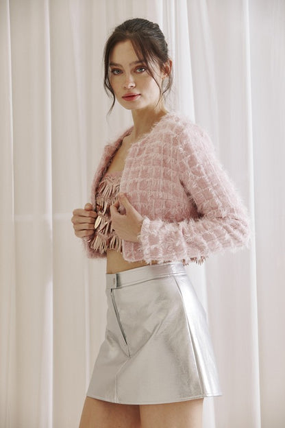 knit tweed crop jacket