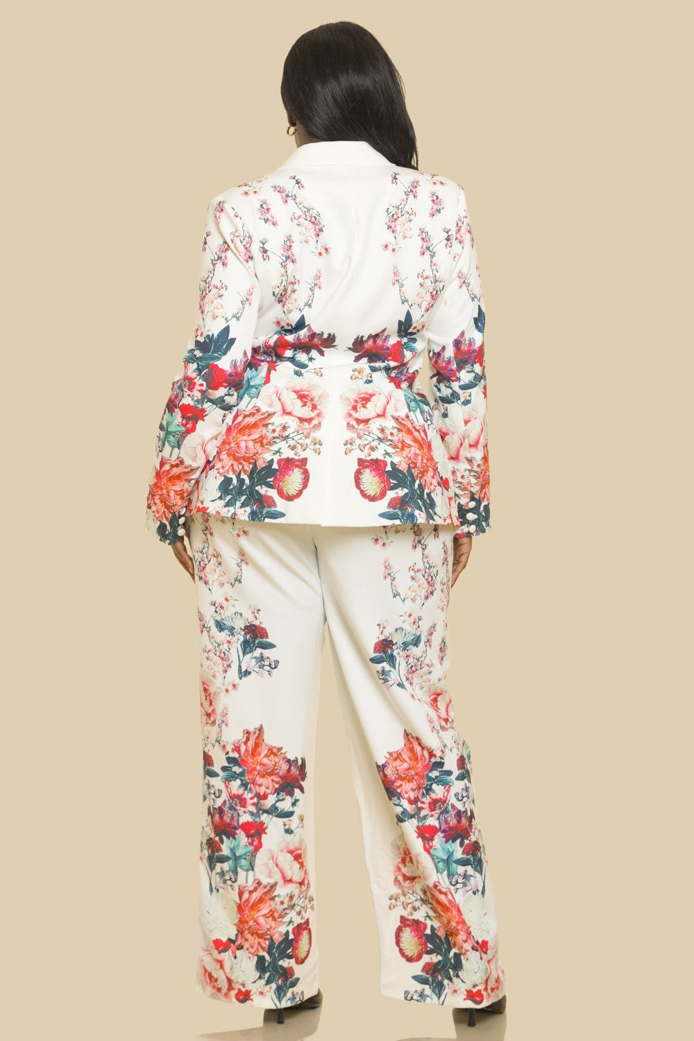 PLUS 2pc set- floral print blazer & pants