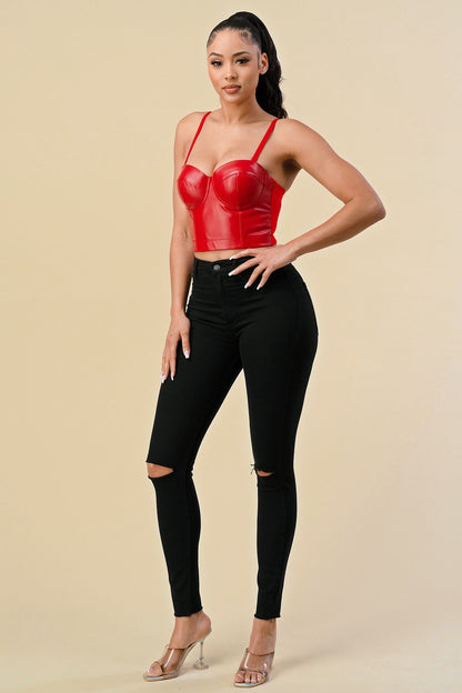 faux leather bustier