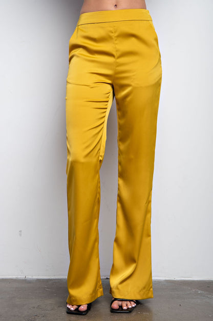 High Waist Flare Satin Pants