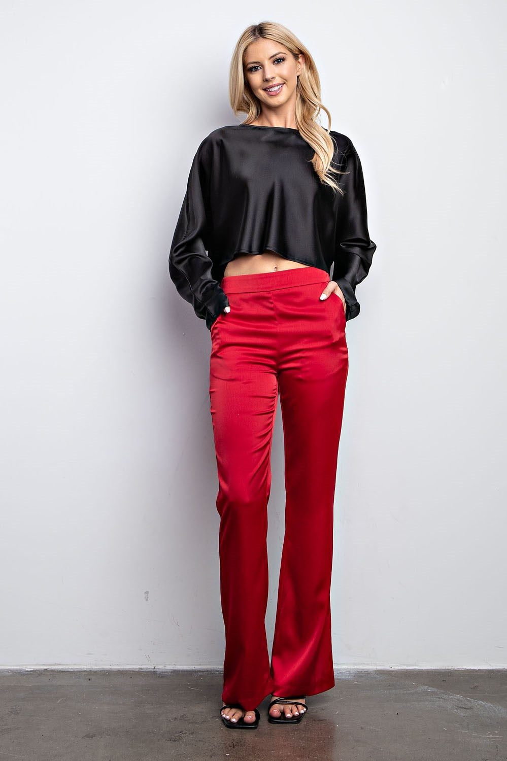 High Waist Flare Satin Pants