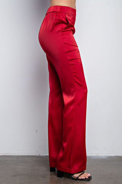 High Waist Flare Satin Pants