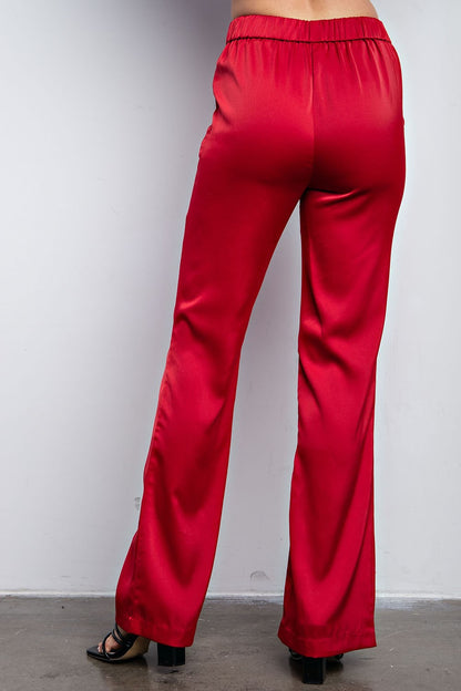 High Waist Flare Satin Pants