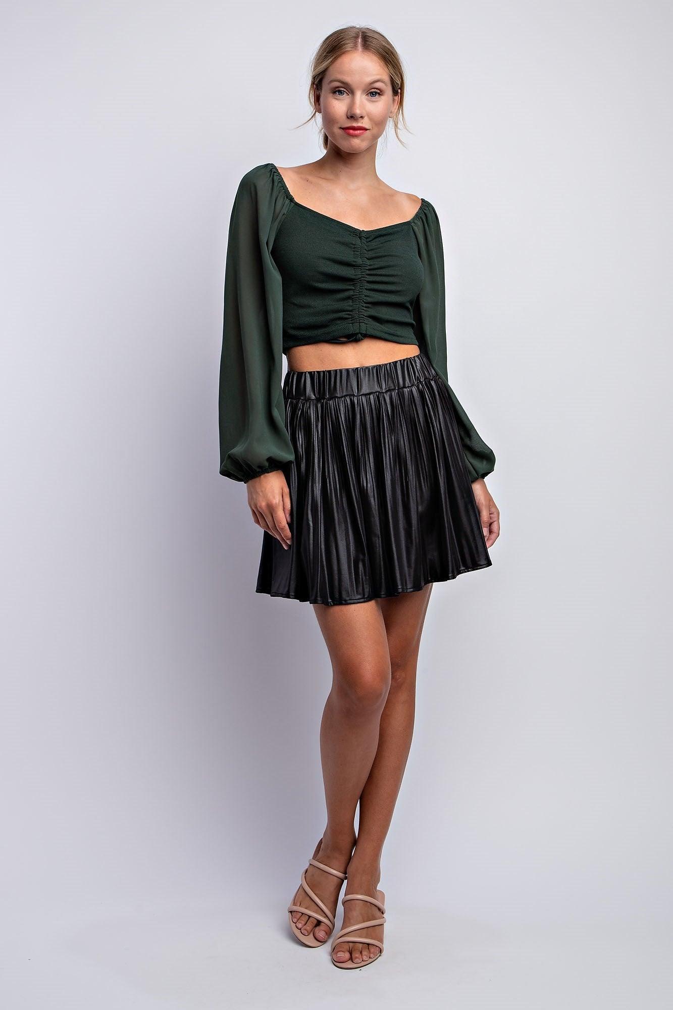 pleated faux leather mini skirt - RK Collections Boutique