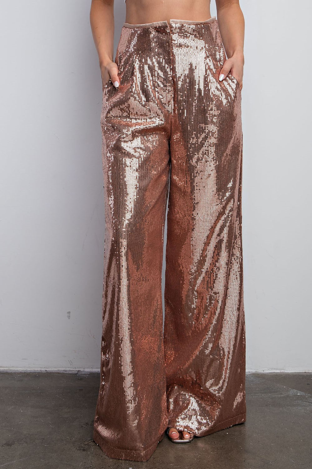 High Waist Sequin Wide Pants