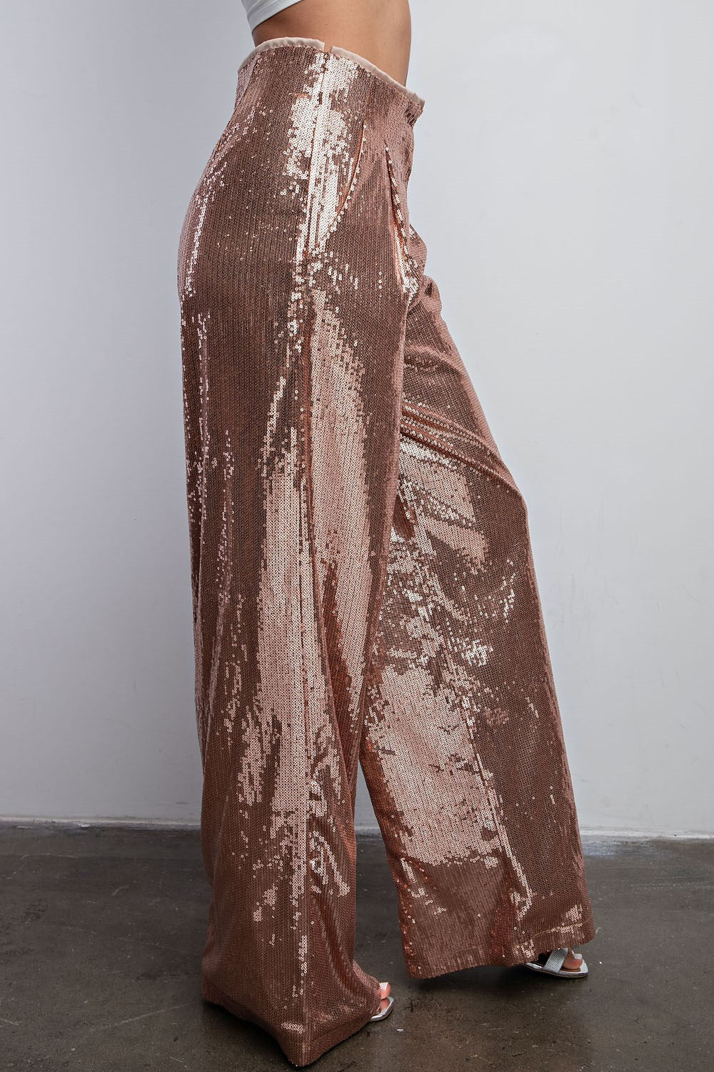 High Waist Sequin Wide Pants