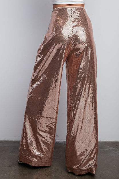 High Waist Sequin Wide Pants