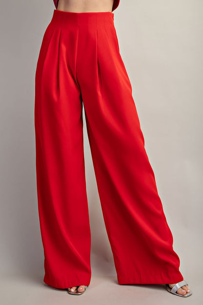 Pleated High Waist Wide Pants