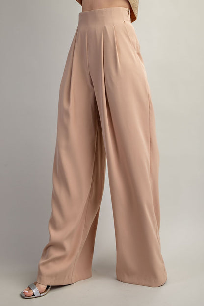 Pleated High Waist Wide Pants