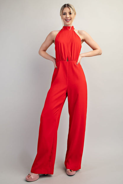 High neck sleeveless jumpsuit