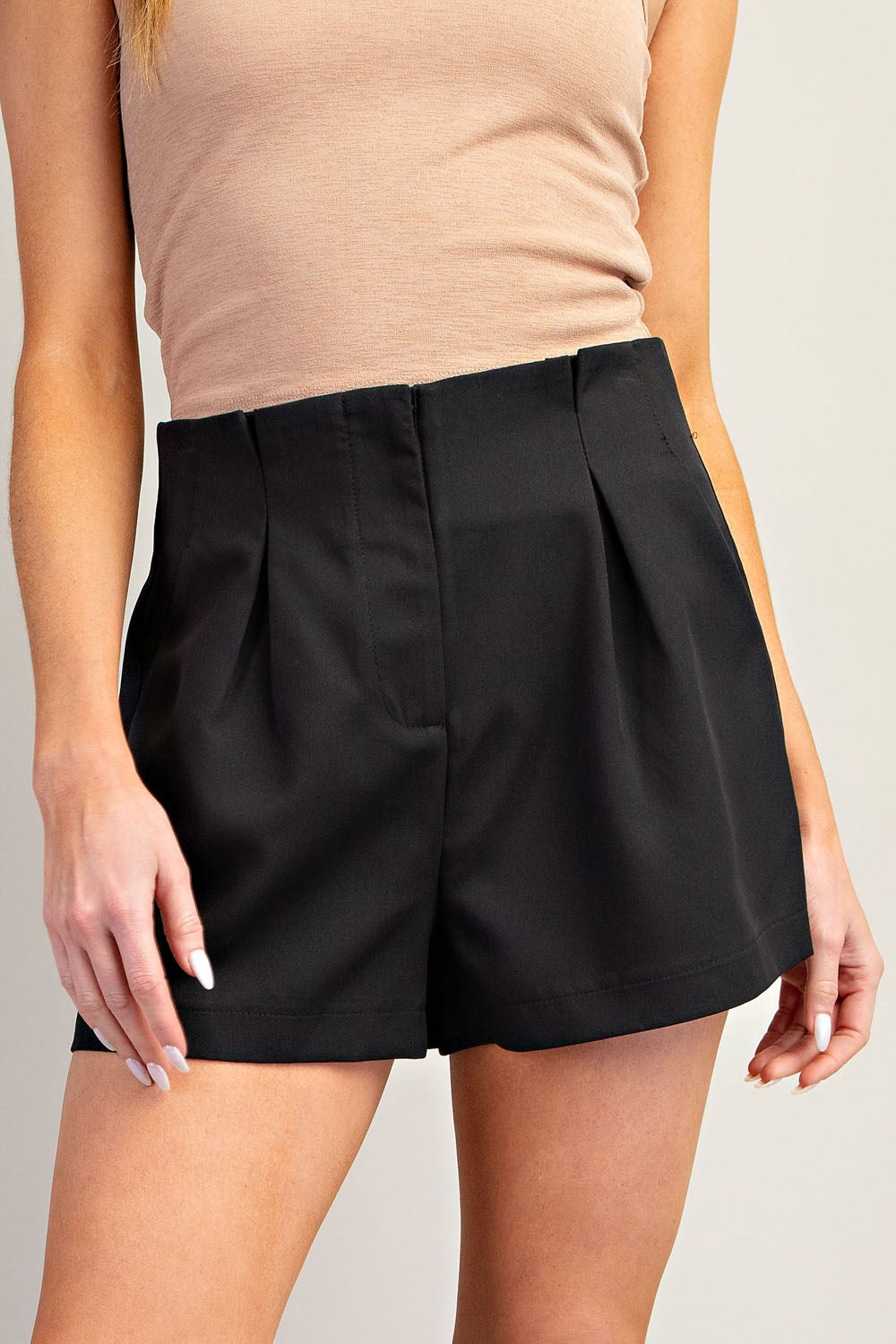 High Waist Pin-Tuck Detail Short