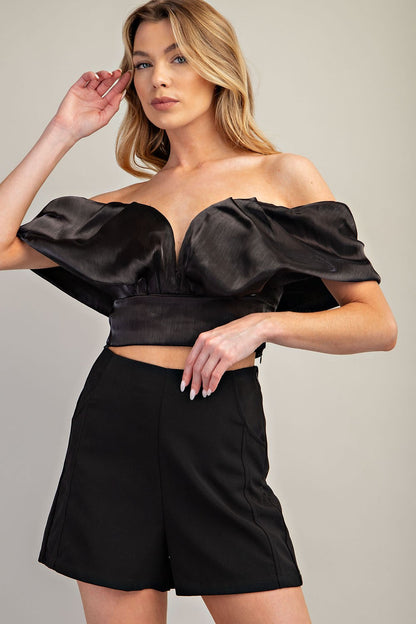 Sweetheart Neck Off-The-Shoulder Crop Top