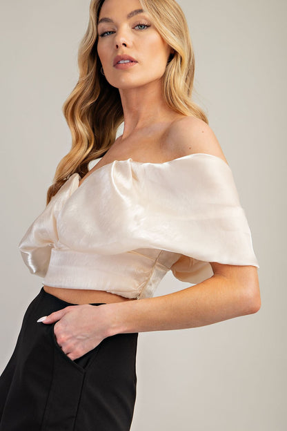 Sweetheart Neck Off-The-Shoulder Crop Top