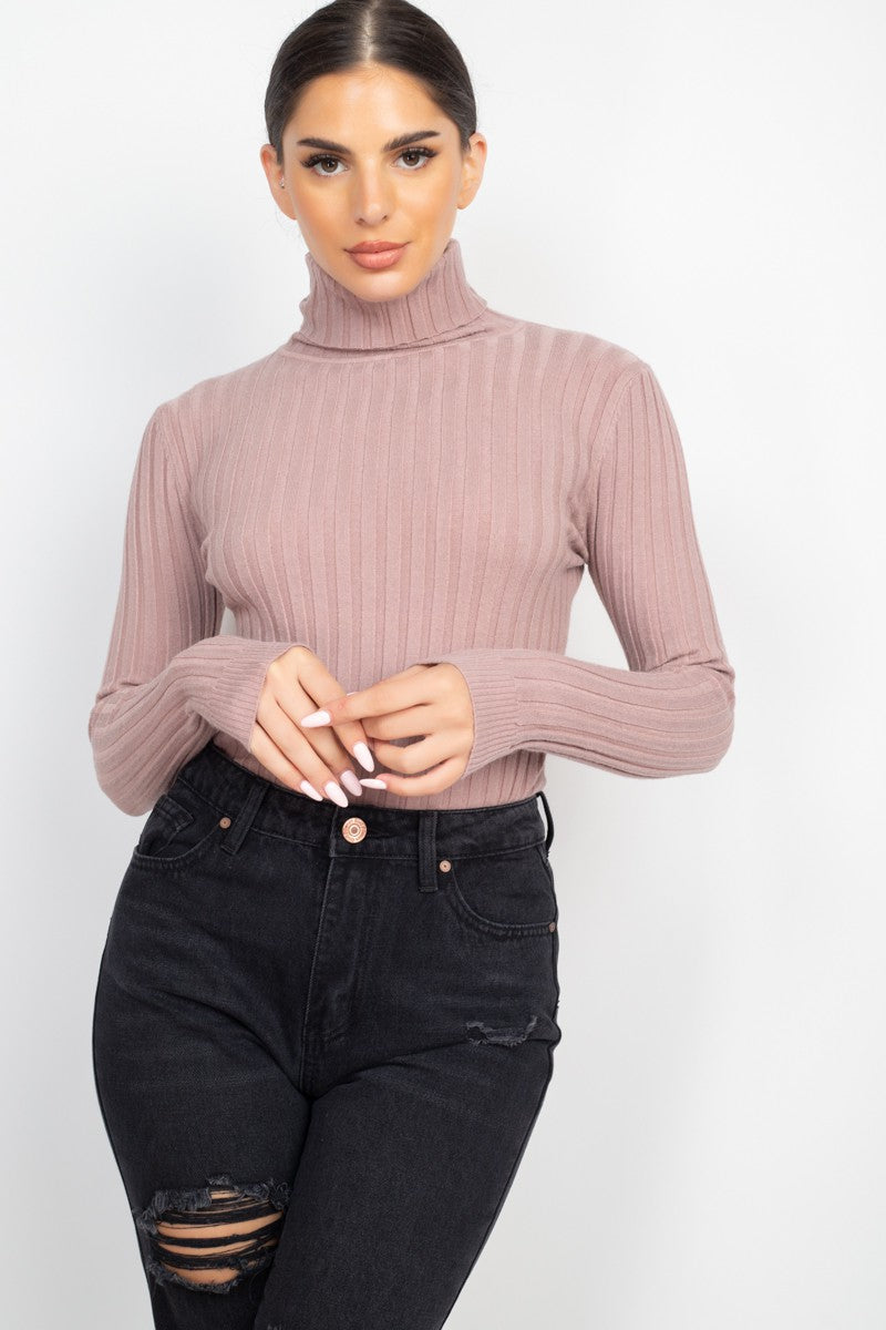 Ribbed Turtleneck Sweater