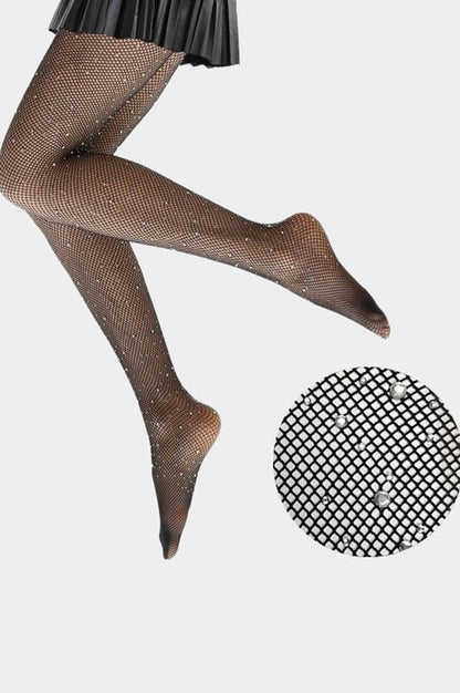 Crystal Embellished Fishnet Pantyhose Tights