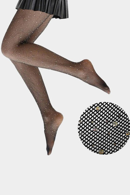 Crystal Embellished Fishnet Pantyhose Tights