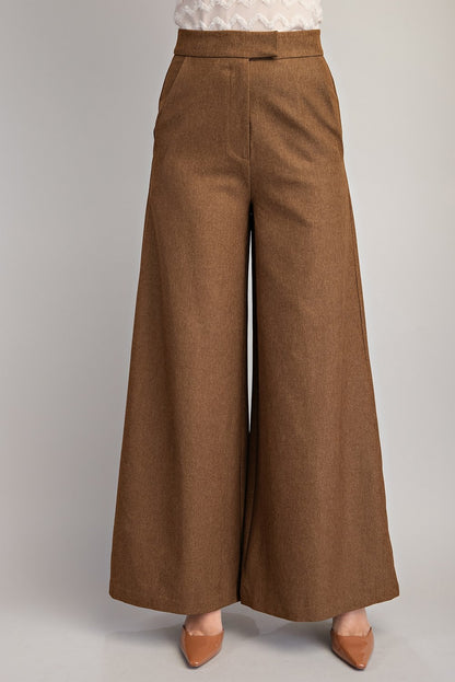 high waist 2 tone wide leg pants