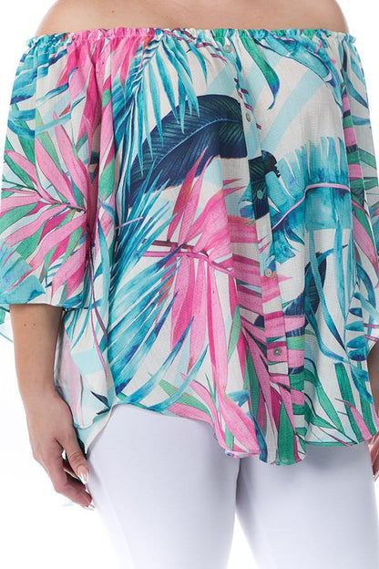 Tropical Print Off Shoulder Top - RK Collections Boutique