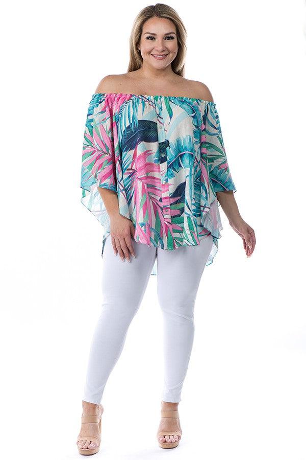 Tropical Print Off Shoulder Top - RK Collections Boutique