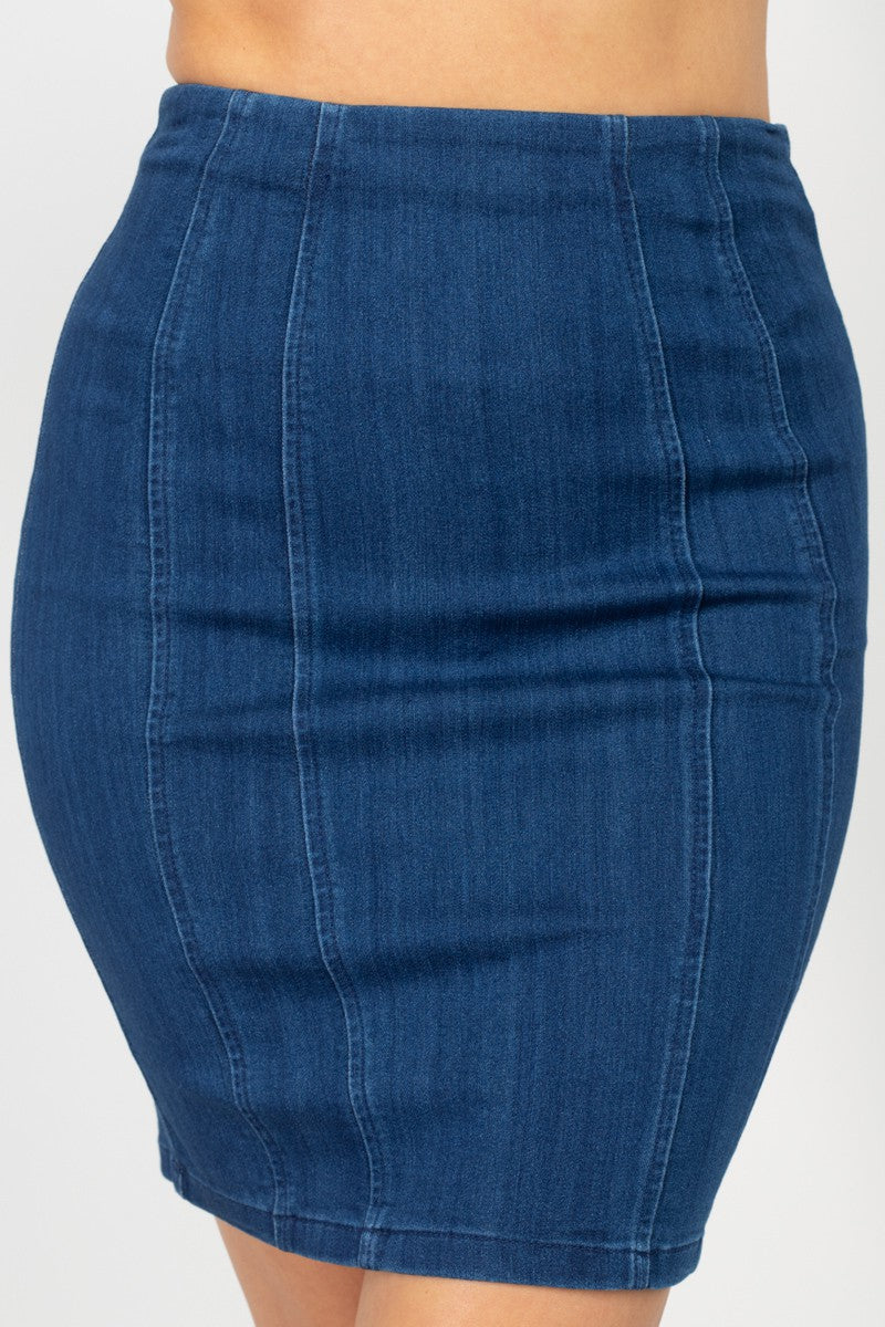 High Rise Denim Skirt