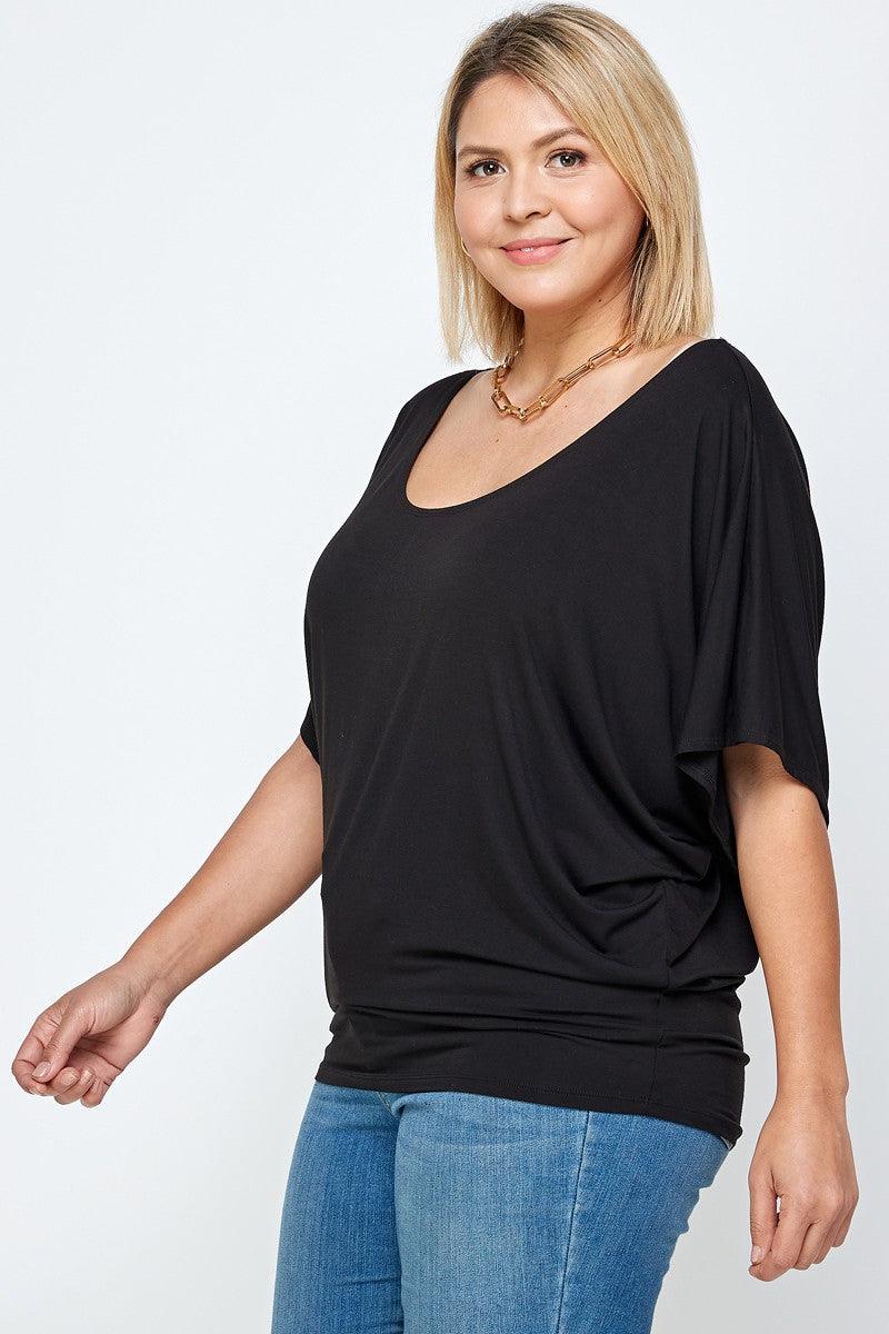 PLUS soft dolman off one shoulder jersey top - RK Collections Boutique