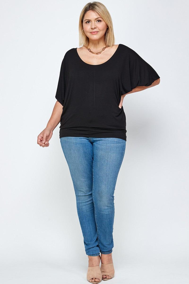 PLUS soft dolman off one shoulder jersey top - RK Collections Boutique