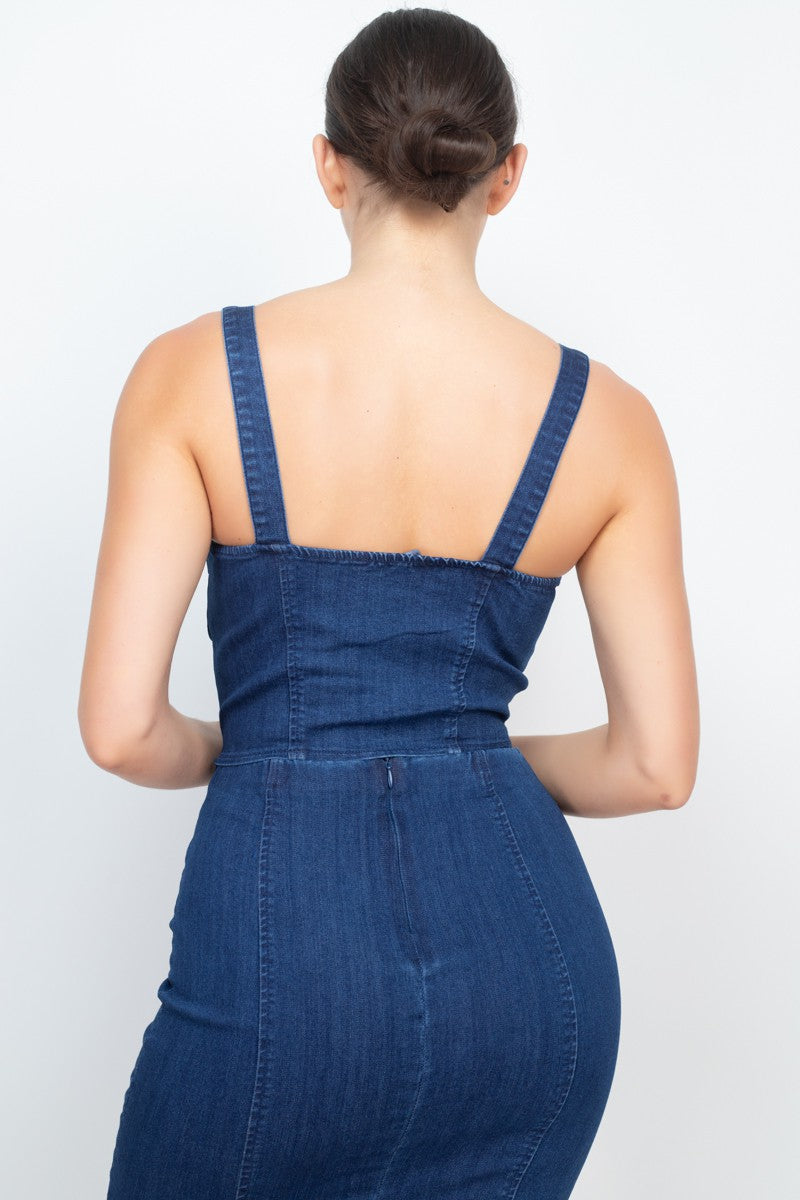 2pc set- denim v bustier & mini skirt