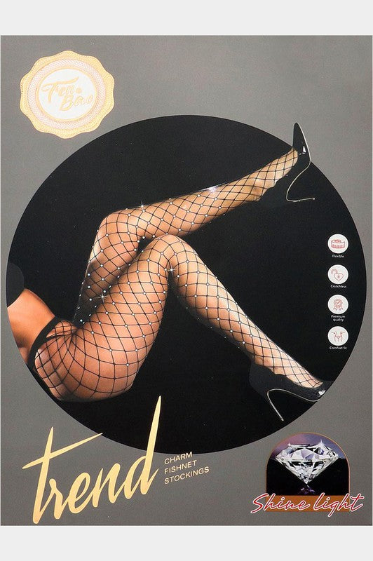 rhinestone large hole fishnet tights