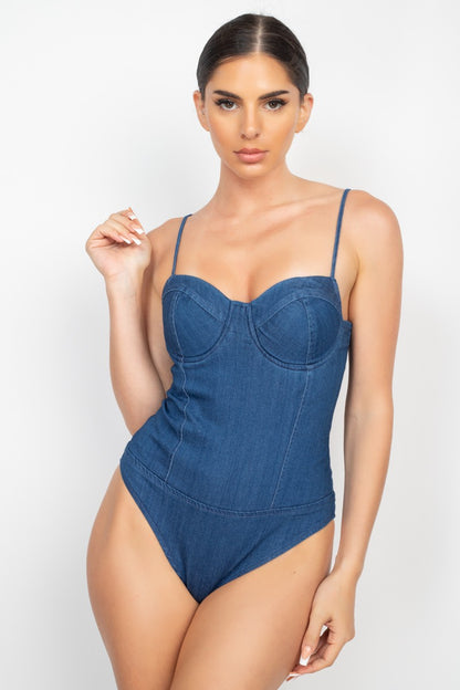 denim bustier bodysuit