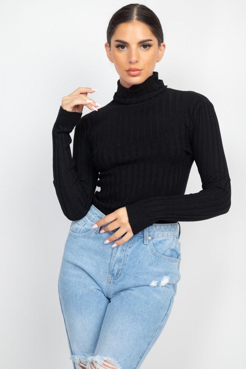 Ribbed Turtleneck Sweater - RK Collections Boutique