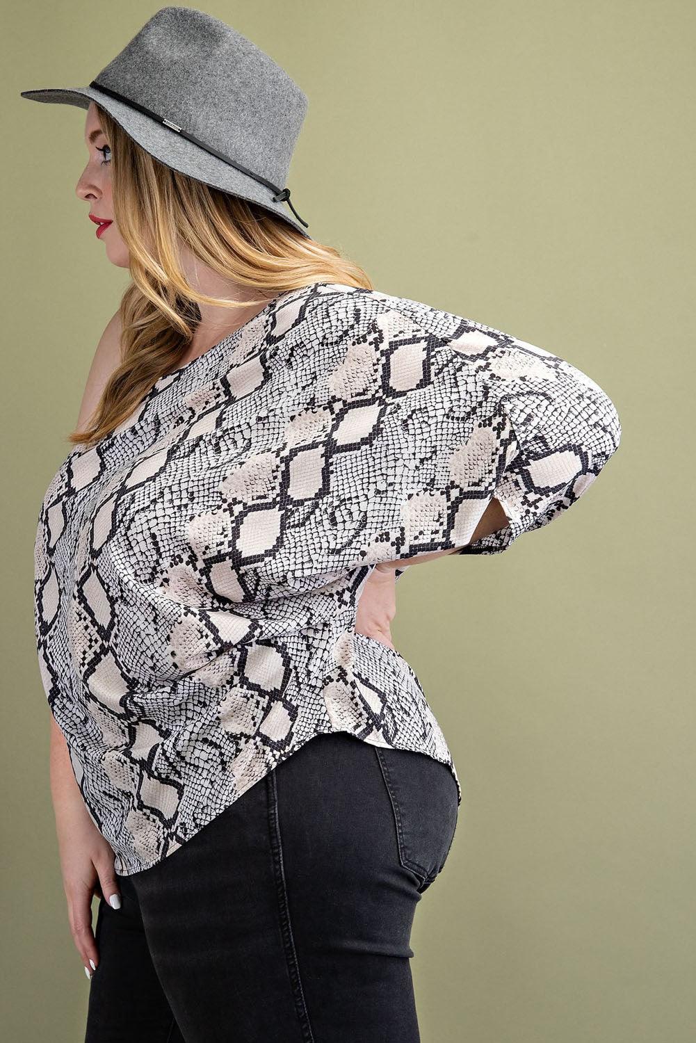 PLUS one shoulder snake print top - RK Collections Boutique