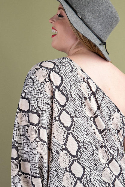 PLUS one shoulder snake print top - RK Collections Boutique