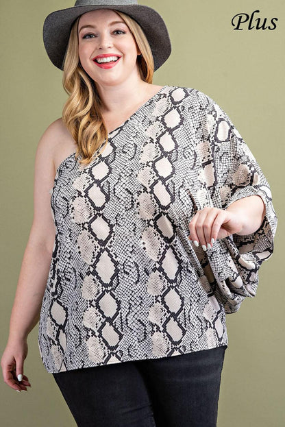 PLUS one shoulder snake print top - RK Collections Boutique