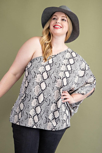 PLUS one shoulder snake print top - RK Collections Boutique