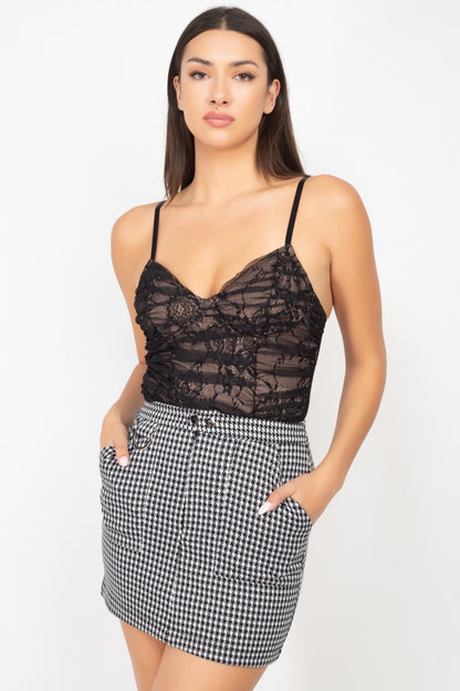 ruched lace bodysuit