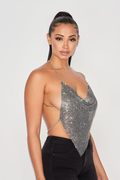 chainmail rhinestone halter top