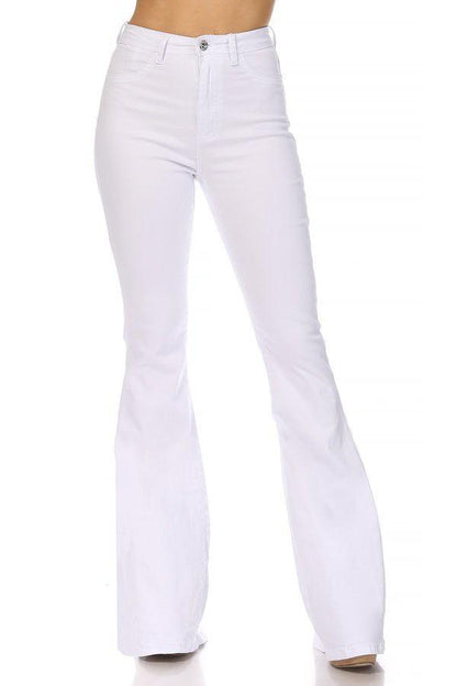 high waist stretch bell bottom jeans - RK Collections Boutique