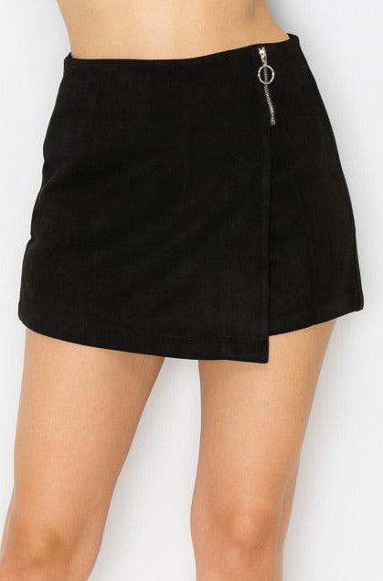 faux suede side zip wrap skort - RK Collections Boutique