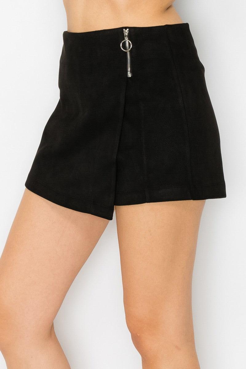 faux suede side zip wrap skort - RK Collections Boutique