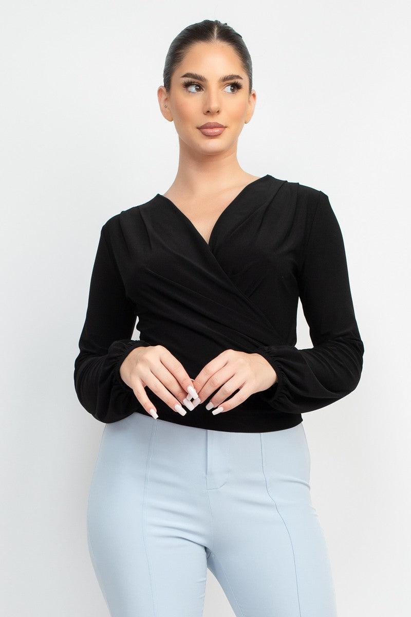 long sleeve slinky matte jersey top - RK Collections Boutique