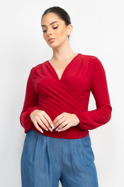 long sleeve slinky matte jersey top - RK Collections Boutique