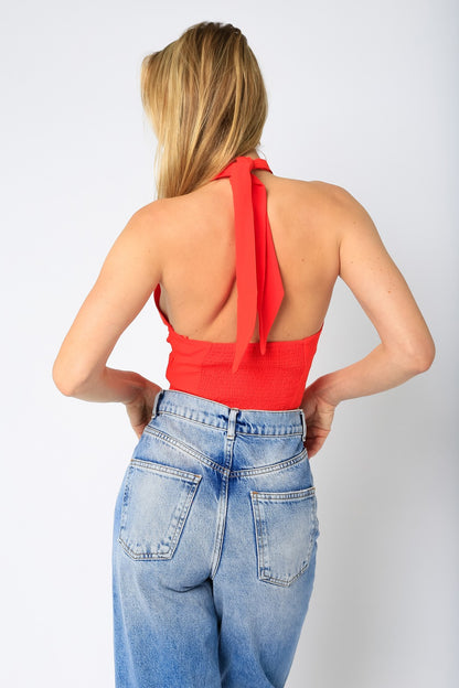 cropped criss cross halter top