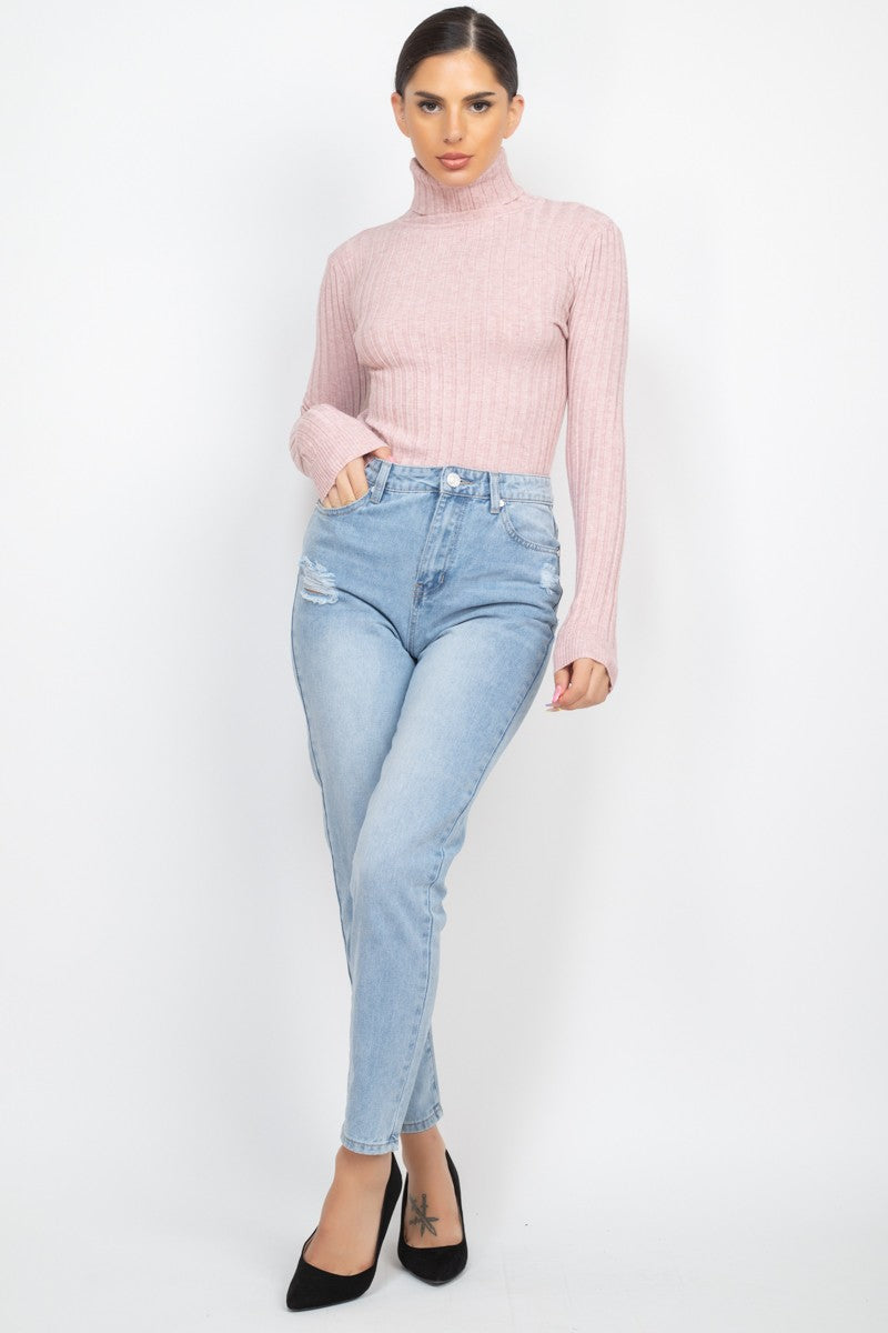 Ribbed Turtleneck Sweater