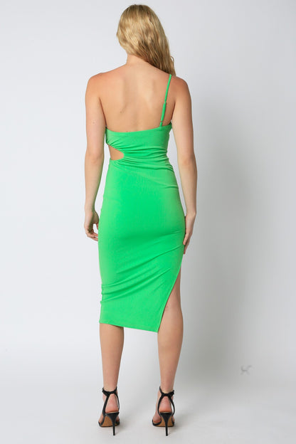 One Shoulder Back Cutout Midi Dress