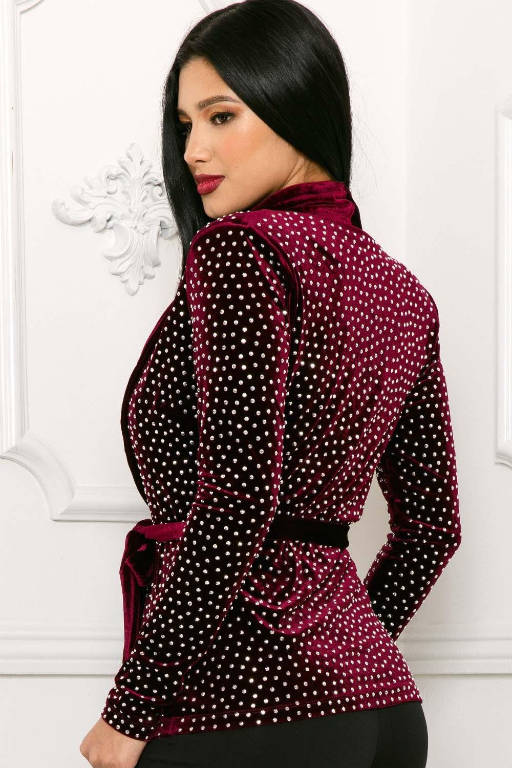 rhinestone studded velvet smoking jacket - RK Collections Boutique