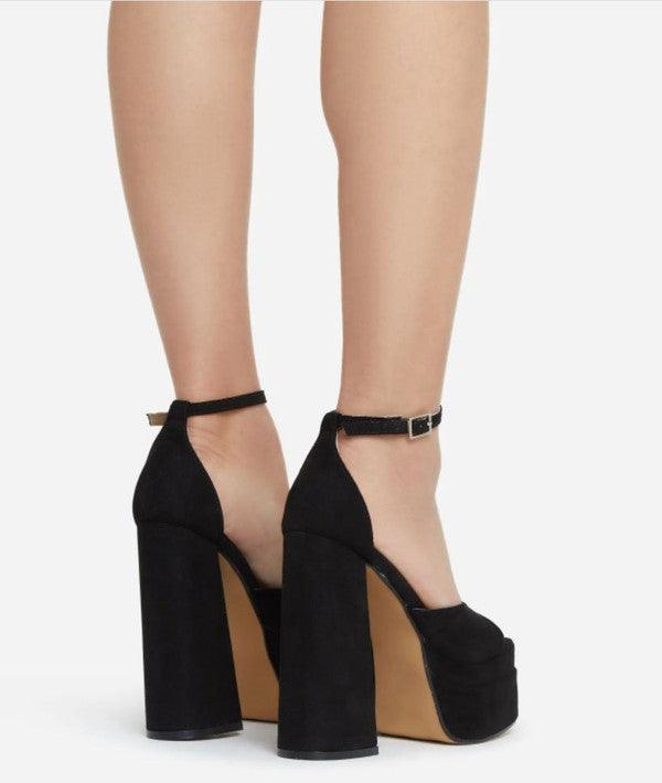 suede chunky heel platform peep toe heel - RK Collections Boutique